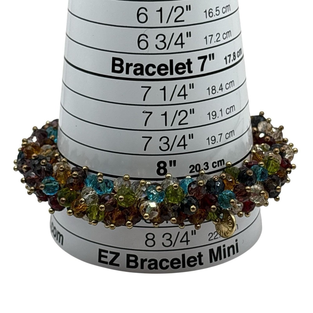 Charter Club Stretch Bracelet Faceted Glass Cha Cha Beads Gold Tone‎ Colorful - Picture 15 of 16